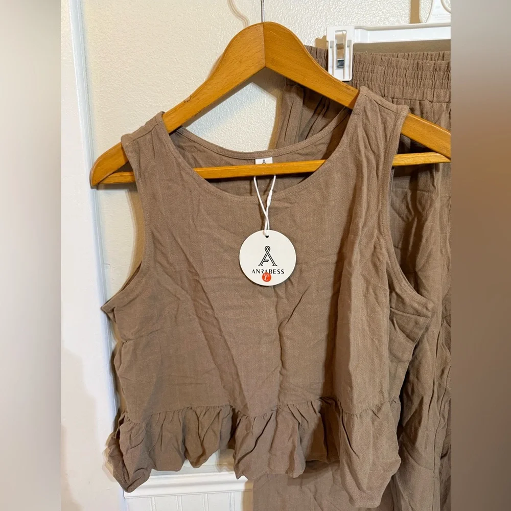 NWT Anrabess Brown Sleeveless Top and Pants Set - Picture 4 of 10